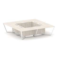 Steel Meet Стол переговорный квадратный KDK-PR.B.SP-16K Денвер Светлый/Металл Белый 3200*3200*750