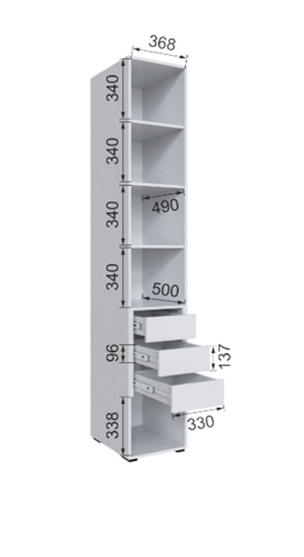 Шкаф с 3 ящиками внутри Бруклин 40Ш