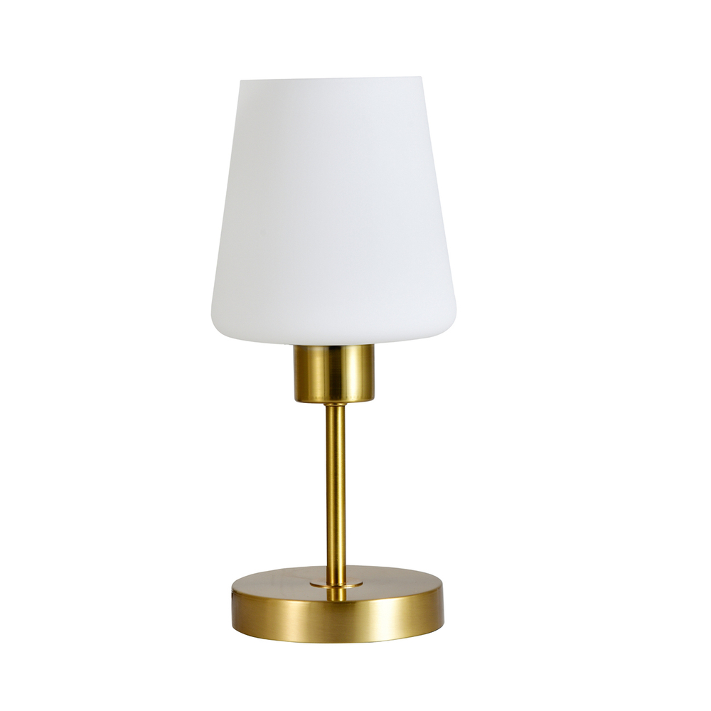 Настольный светильник 1х60Вт Е27, металл/стекло, золото/белый