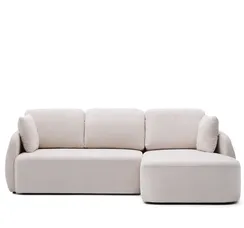 Трехместный диван-кровать Laira 246 см с правым шезлонгом, шенилл цвета экрю