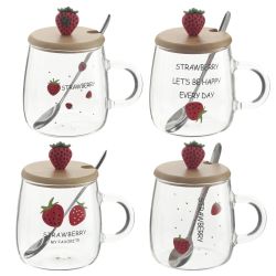 GAEM Кружка с крышкой и ложкой, 470 мл, L12 W9 H12,5 см, 4в.