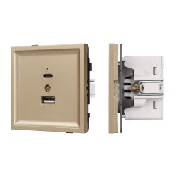 Механизм USB розетки SCT-TENDO-MUAC-SFPL-GD (5V, 3A, QC3) (Arlight, Матовый песочный) 054537