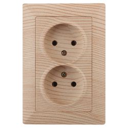 Розетка Intro Solo 4-204-11 без заземления двойная 2х2P 16А-250В IP20 СУ сосна | Intro Solo