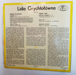Винтажная виниловая пластинка Lidia Grychtolovna, Schumann Listz Piano Recital (Poland 1973)