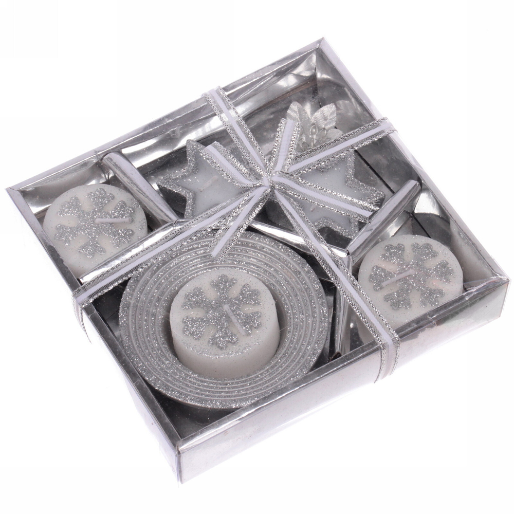 Набор свечей «Звёздный вечер» 16,5х15,5х3 см, серебро