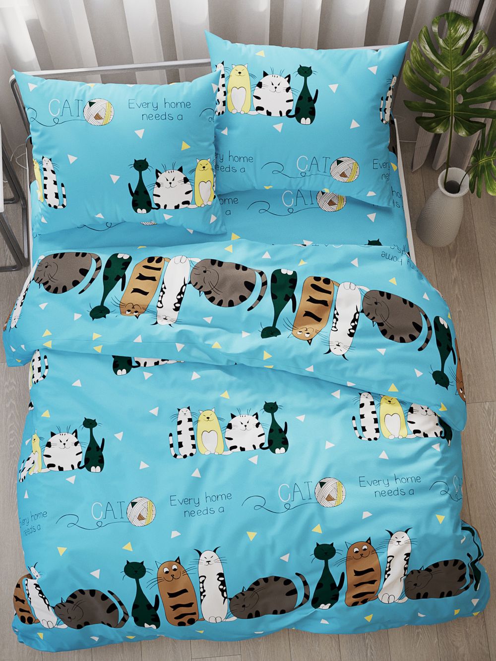 Простынь на резинке поплин Сказка "Коты Эрмитажа" 140x200 см