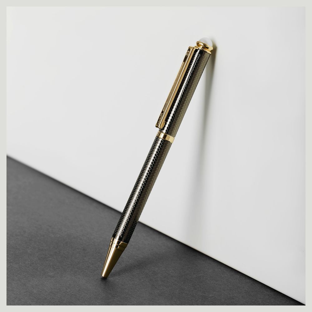 Ручка шариковая Luxor "Ellan" синяя, 1,0мм, корпус черный/золото, поворотный механизм, футляр