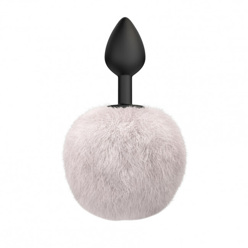 Анальная пробка с хвостом Emotions Fluffy White (Цвет: черный с белым)