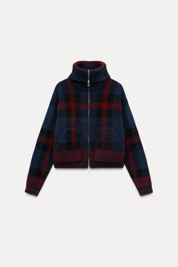 ZARA КАРДИГАН В КЛЕТКУ, СИНИЙ