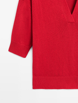 Massimo Dutti Свитер поло свободного кроя, красный