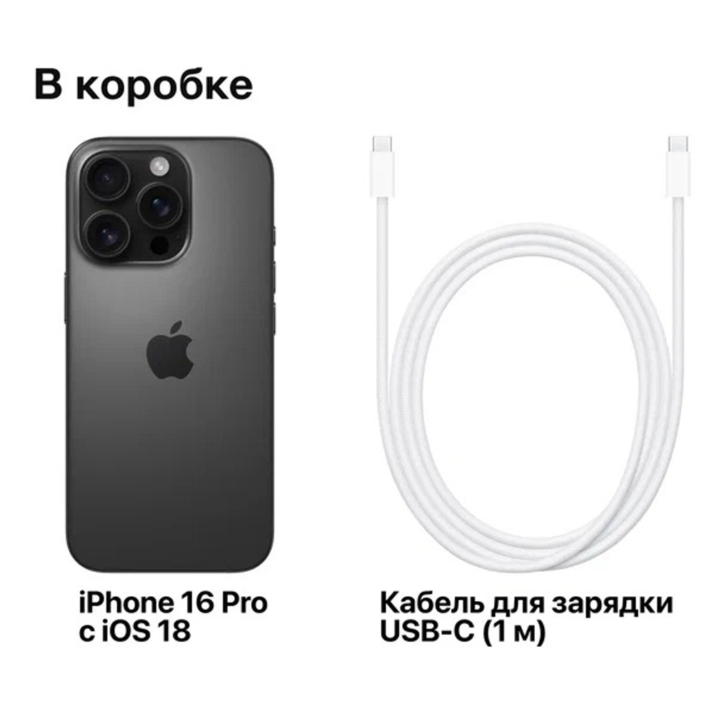 Смартфон Apple iPhone 16 Pro 256 ГБ, Dual nano SIM, черный титан