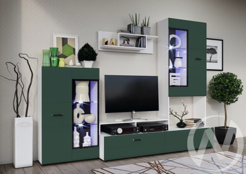 Гостиная Нэнси NEW (белый/браш мени грин) Вариант №3