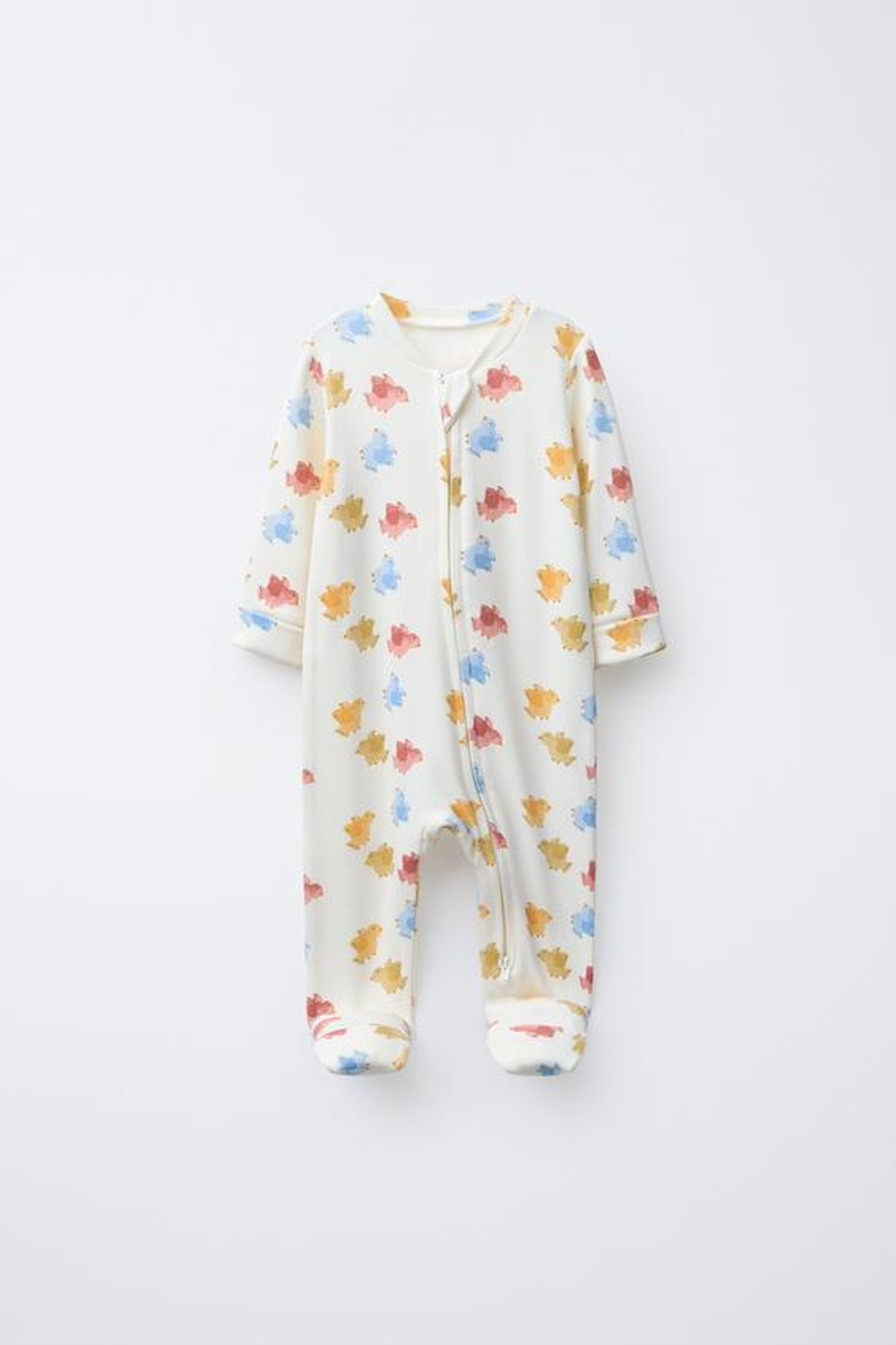 ZARA КОМБИНЕЗОН С ПРИНТОМ «ПТИЧКИ» И ТРАНСФОРМИРУЕМЫМИ СТУПНЯМИ, ЭКРЮ