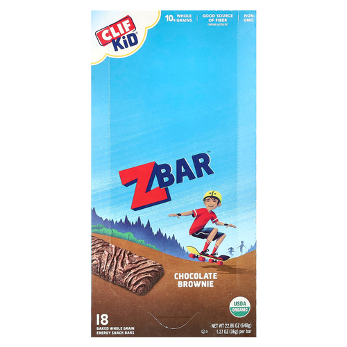 Clif Bar, Clif Kid, Z Bar, органические батончики, со вкусом шоколадного брауни, 18 батончиков, 36 г (1,27 унции) каждый