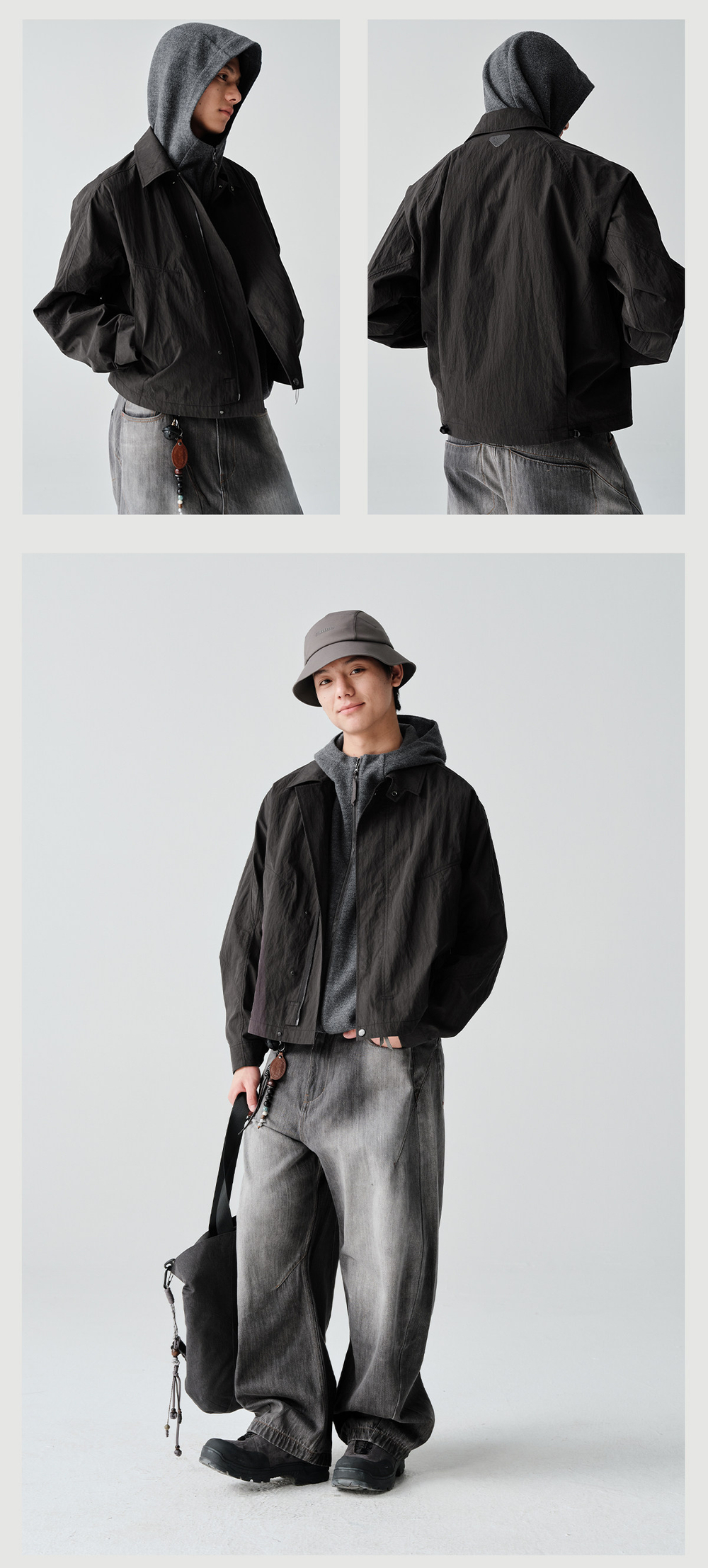 Куртка Nothomme Blue Spring Slightly Wrinkled Cotton-Nylon Blend Cargo Turn-Down Collar Jacket