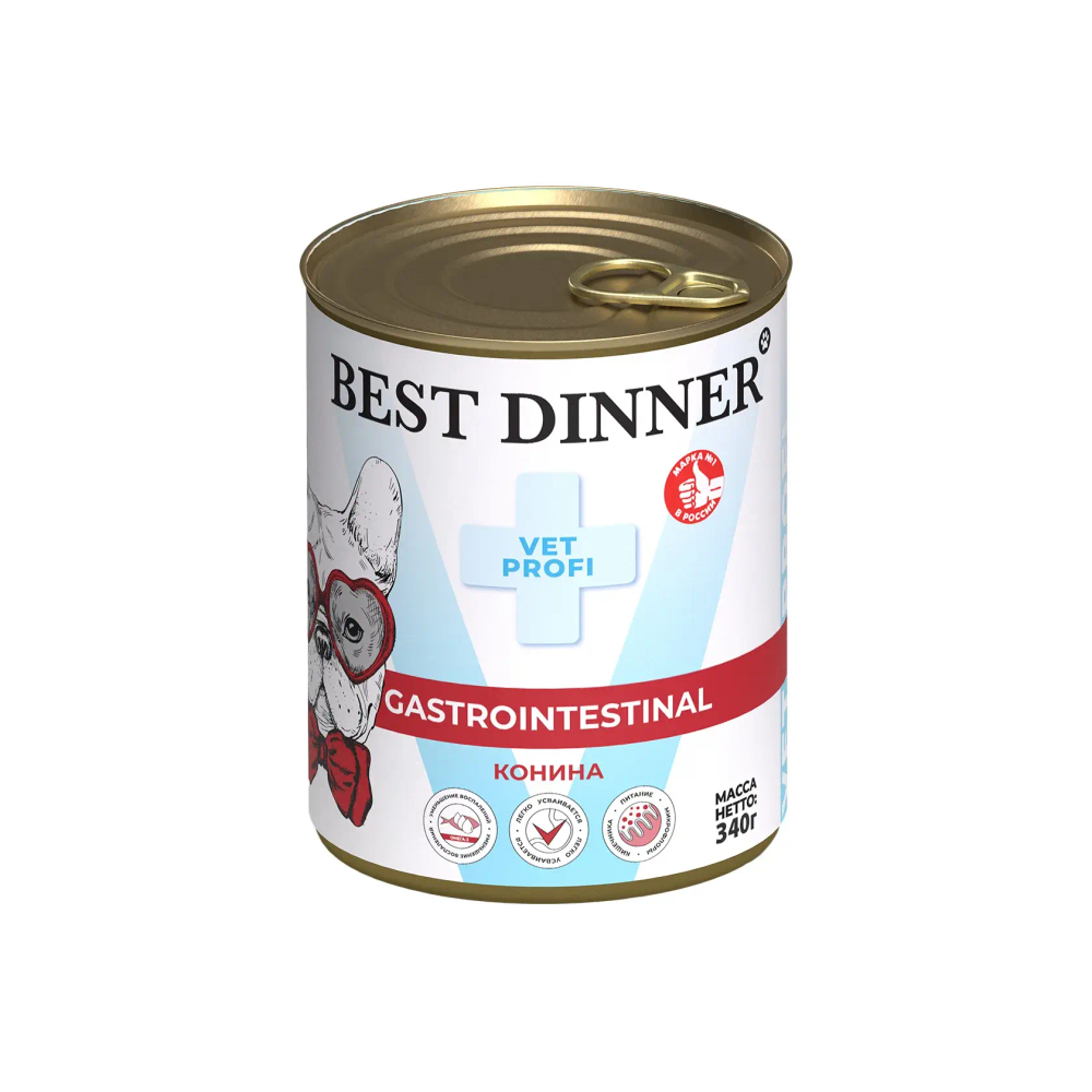 BEST DINNER (Бест Динер) Exclusive Vet Profi консервы для собак с чувствительным пищеварением Gastro Intestinal, конина, 340 г