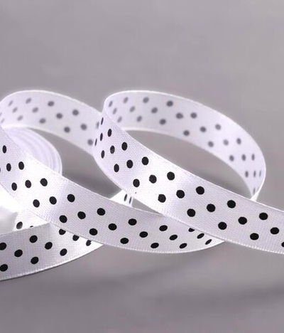 Лента атласная горох, ш. 1 см, белый