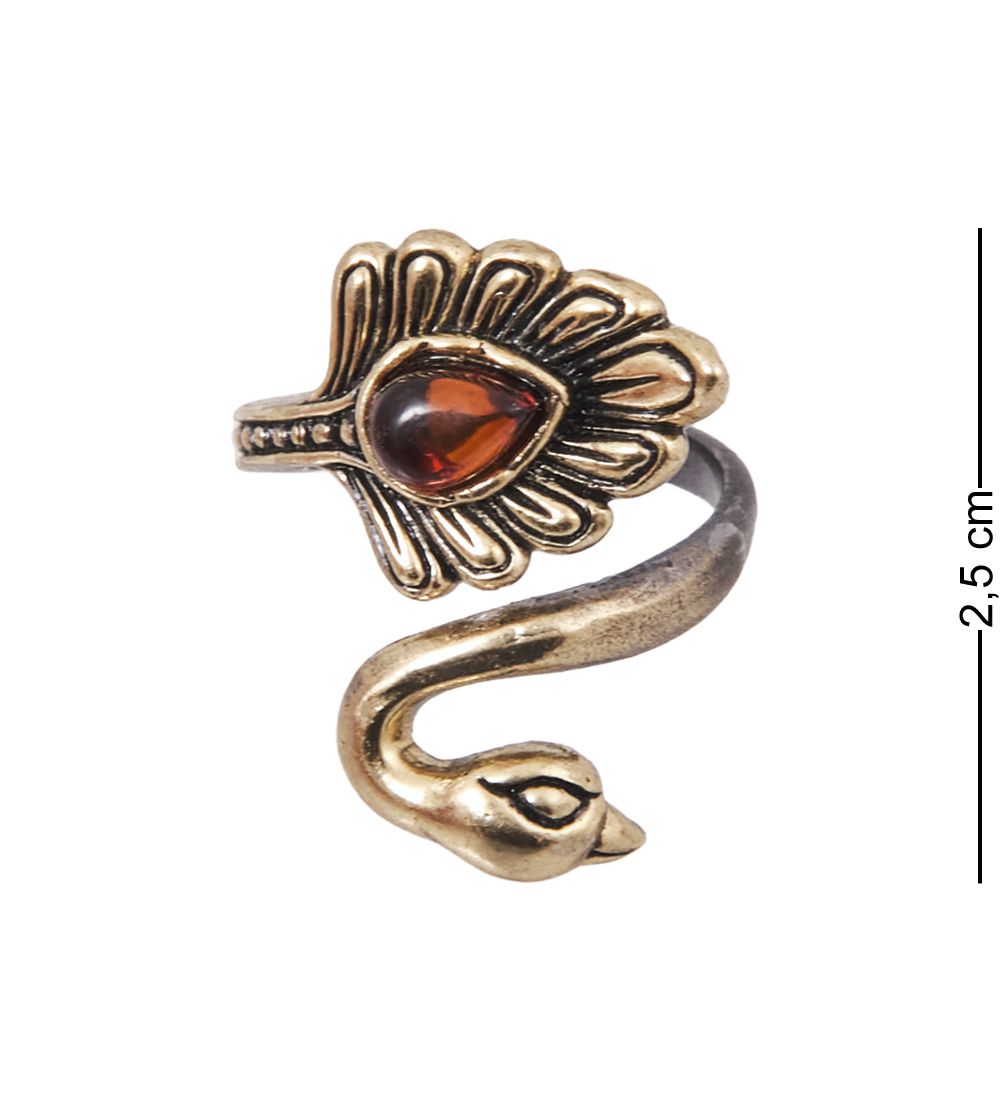 AM-4073 Кольцо «Павлин Королевский» (латунь, янтарь)