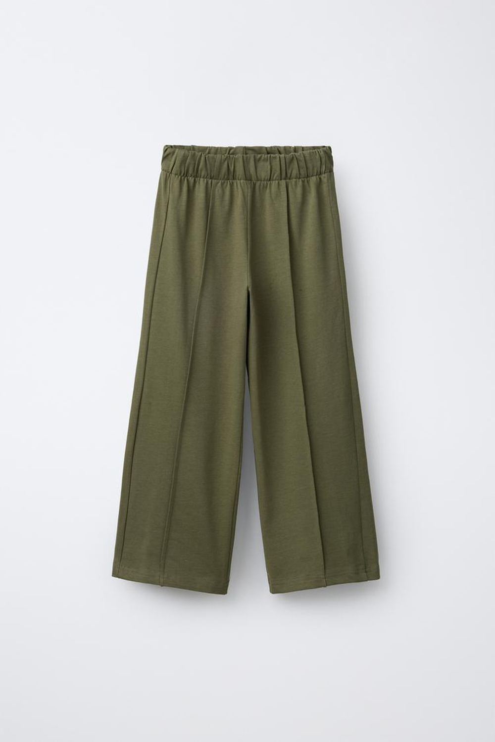 ZARA КОМПЛЕКТ ИЗ ФУТБОЛКИ И БРЮК КЮЛОТ HEAVY WEIGHT С ДЕКОРАТИВНЫМИ ШВАМИ, ХАКИ