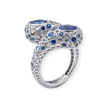 Кольцо с Танзанитами, Сапфирами и Бриллиантами, R0023-1/56