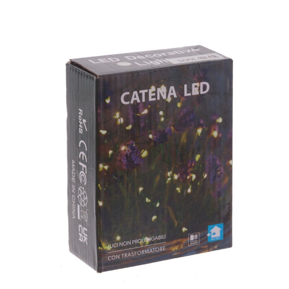 GAEM Электрогирлянда "Роса", L50м, 500 LED, хол бел, 8 тип свеч, 7W, шнур прозр леска, IP20