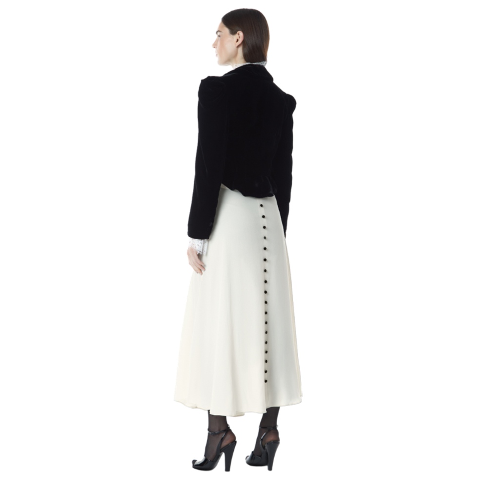 Юбка макси А-силуэта с декоративными пуговицами сзади из шёлка