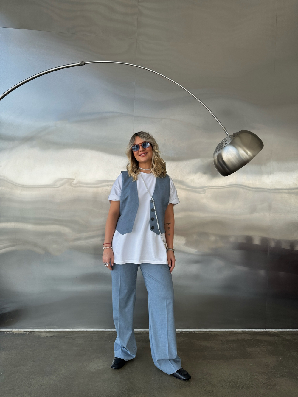 Классический жилет серо-голубой