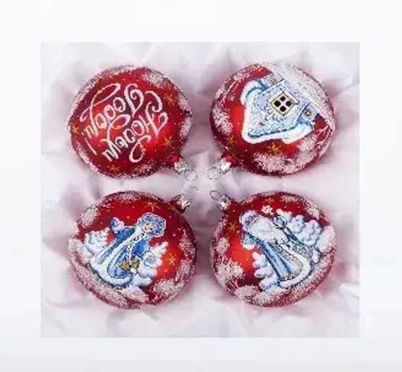 Набор стеклянных шаров Любимый праздник 4 шт., 85 мм., Ёлочка (С1788)