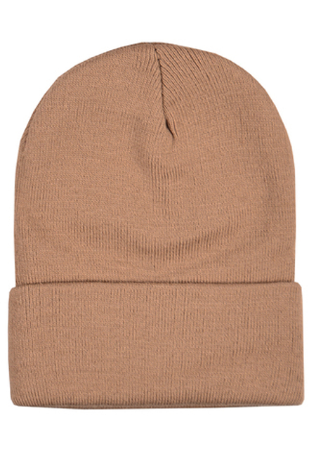 Шапка с подворотом песочная