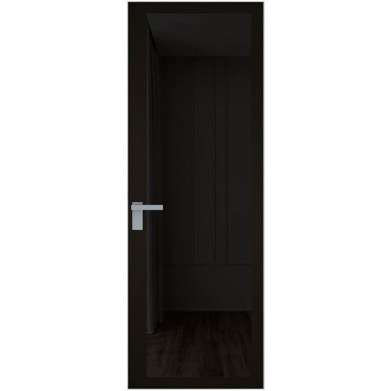 Алюминиевая дверь 2AGК кромка матовая стекло планибель графит прокрас чёрный