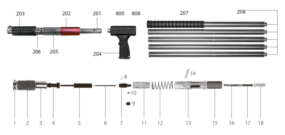 Монтажный пороховой пистолет для подвесных потолков FEDAST H8 Монтажный пороховой пистолет для подвесных потолков FEDAST H8