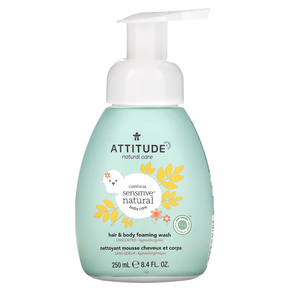ATTITUDE, Пенка для душа для детей, без запаха, 250 мл (8,4 жидк. унц.)