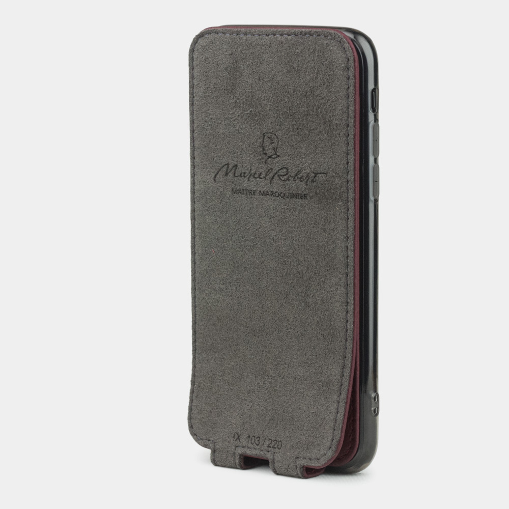 Чехол для iPhone X/XS из натуральной кожи теленка, бордового цвета