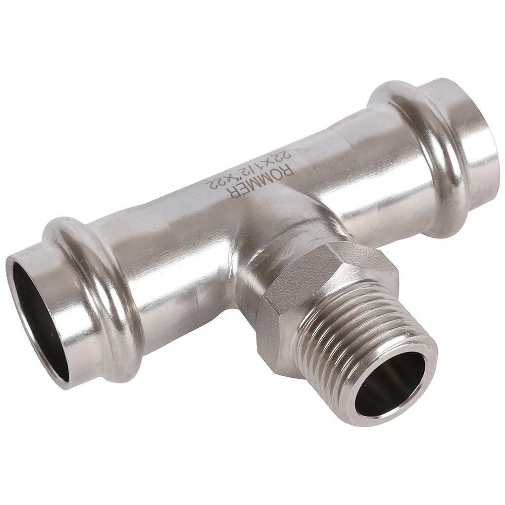 ROMMER Тройник с НР 22x1/2" из нержавеющей стали прессовой
