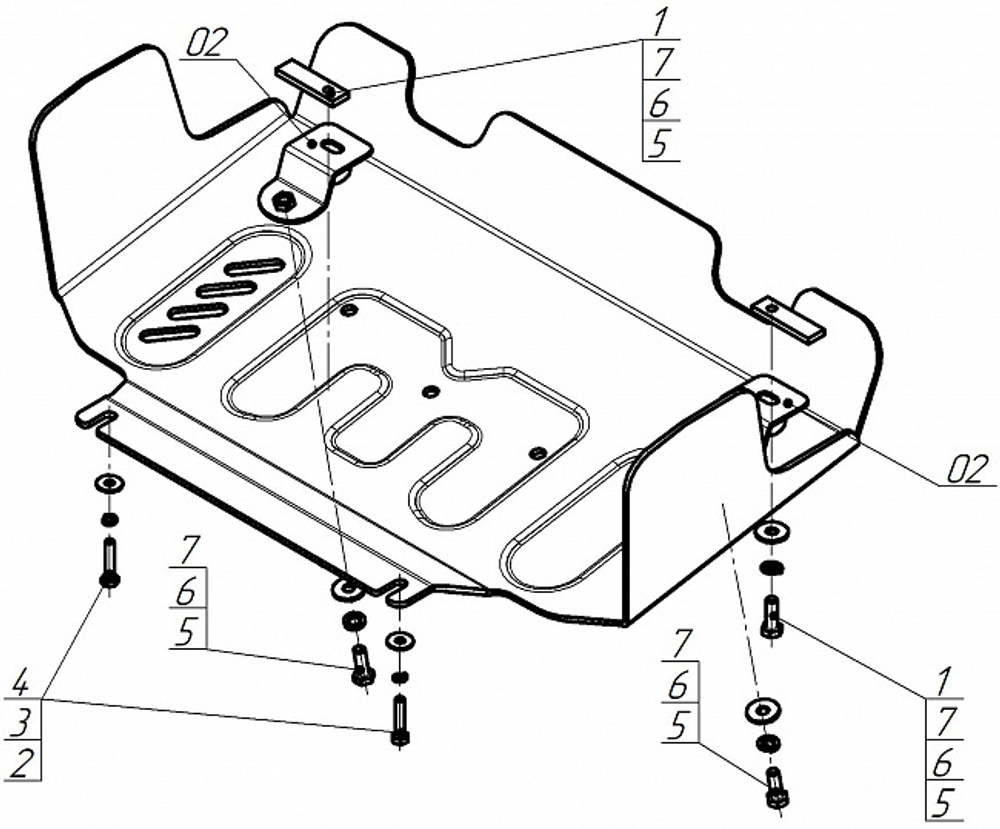Защита алюминиевая 5 мм радиатора для Toyota Land Cruiser Prado 250 Motodor.32531