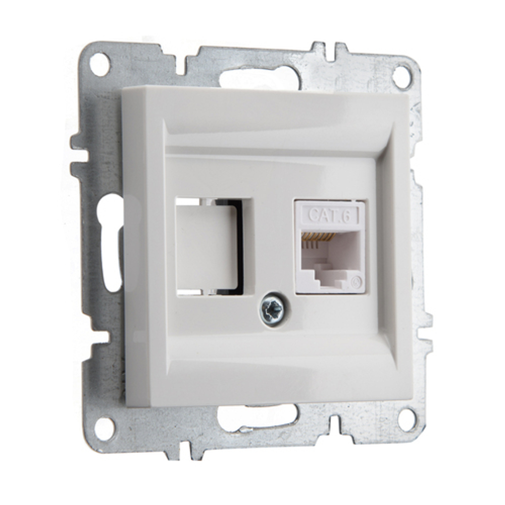Розетка компьютерная ARVIA Electric, кат. 6, 1 гнездо, белая 50011000247
