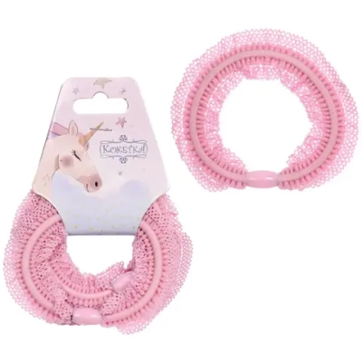 Резинки для волос в наборе 5шт «АЛИСА», цвет цвет пудровый, d-5,5см (Подвес Единорог)