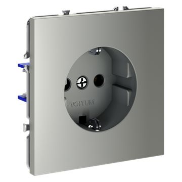 Розетка встраиваемая VOLTUM S70 с заземлением 16А, (сталь)