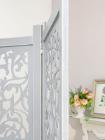 Ширма деревянная резная "Узоры", 4 створки, серая состаренная 1800*2000 мм