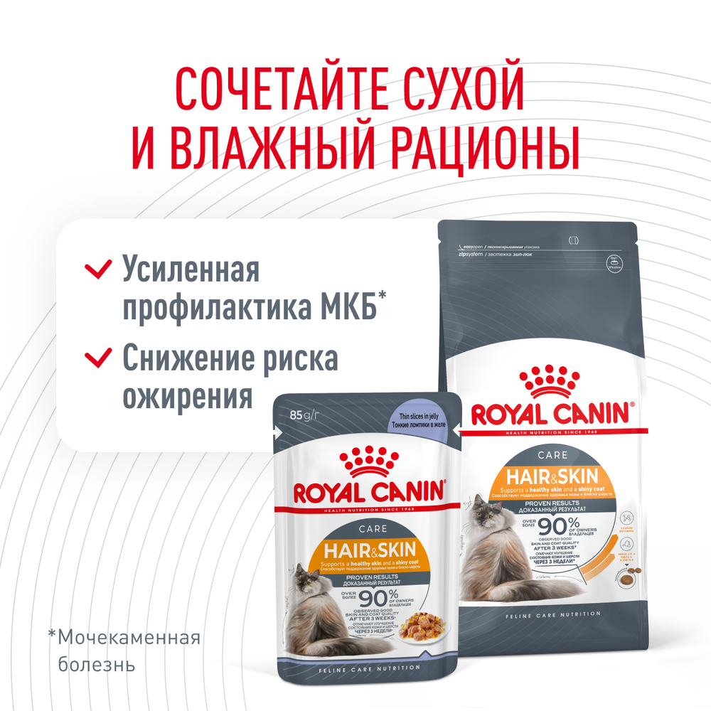 Сухой корм для кошек Royal Canin Hair & Skin Care (Роял Канин Хайбал энд скин кэа) для поддержания здоровья кожи и шерсти 400 г