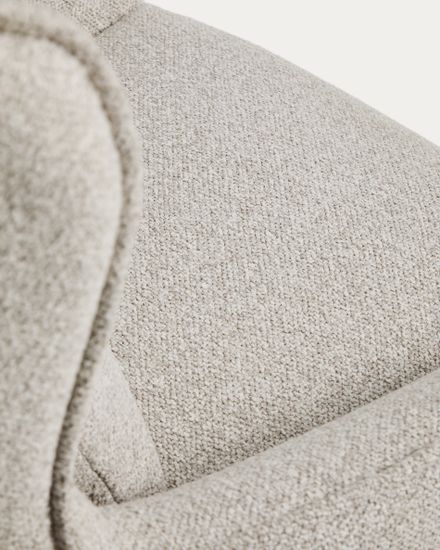 Поворотное кресло Sorile из бежевой синели и черной стали