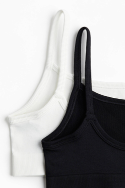 H&M Набор из двух бесшовных спортивных топов DryMove, белый/черный