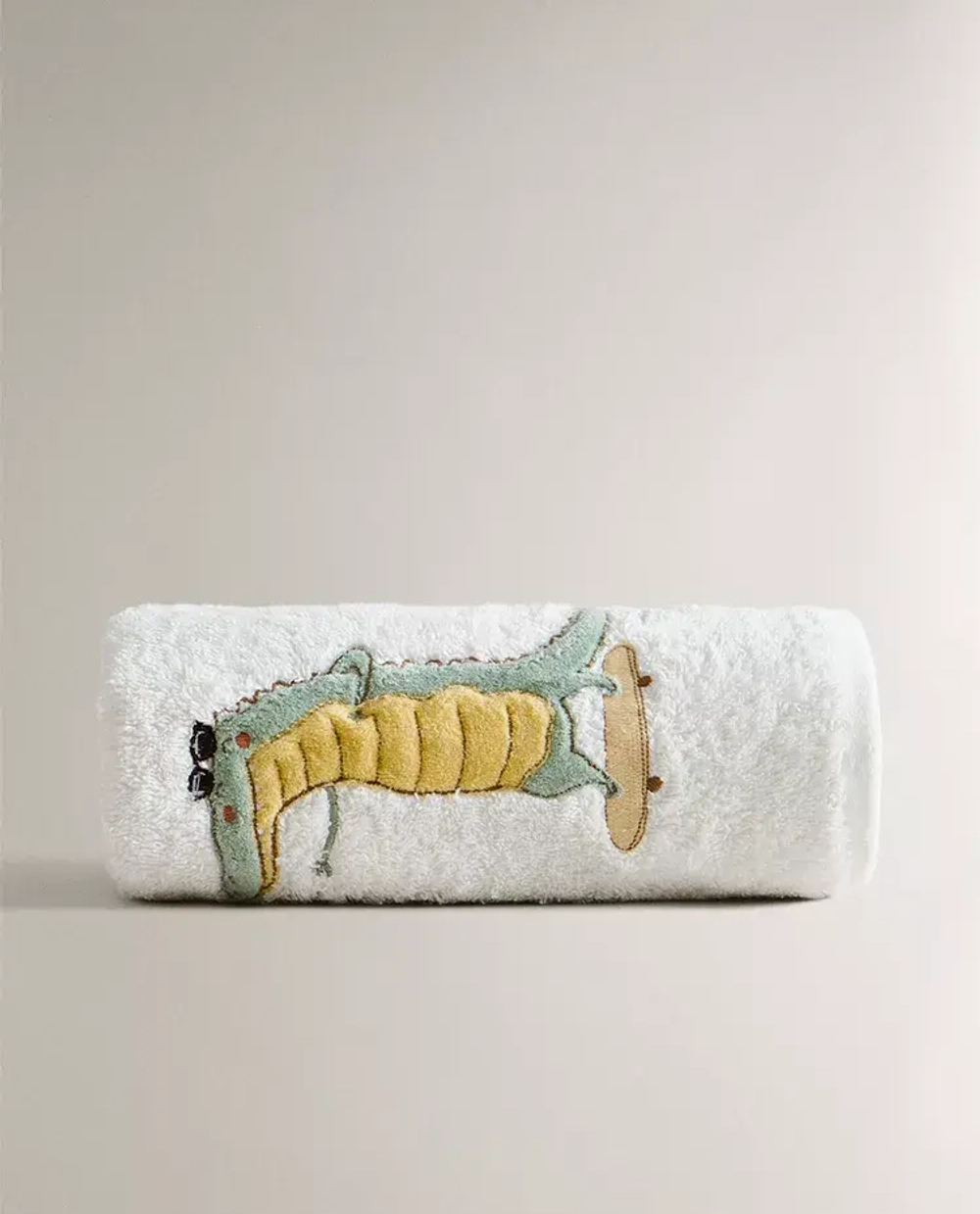 ZARA HOME ДЕТСКОЕ МЯГКОЕ ПОЛОТЕНЦЕ С ВЫШИВКОЙ, СИНИЙ