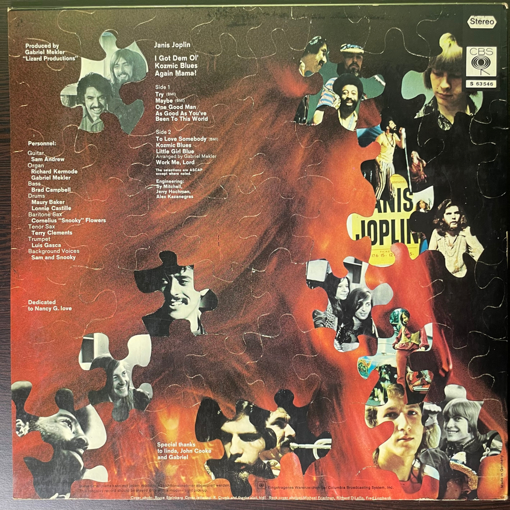 Janis Joplin ‎– I Got Dem Ol' Kozmic Blues Again Mama! (Германия 1969г.)