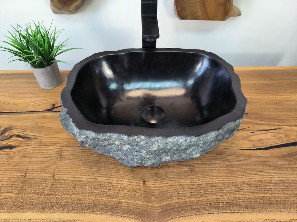 Раковина из андезита Erozy Black EA-65749 43х33х15 из натурального камня