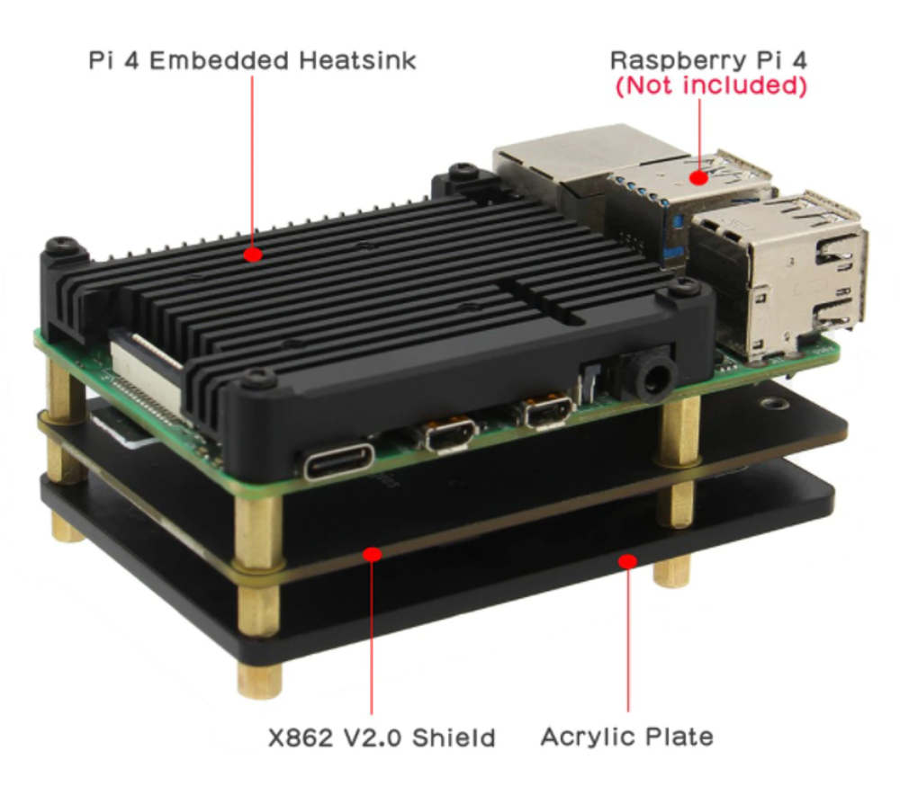 Плата расширения для Raspberry Pi X862, V2.0 M.2 NGFF 2280 SATA SSD в применении