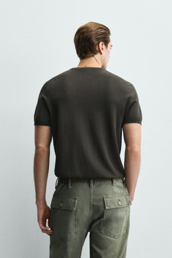 ZARA ФУТБОЛКА ИЗ СМЕСОВОЙ ВИСКОЗЫ, СВИНЦОВЫЙ