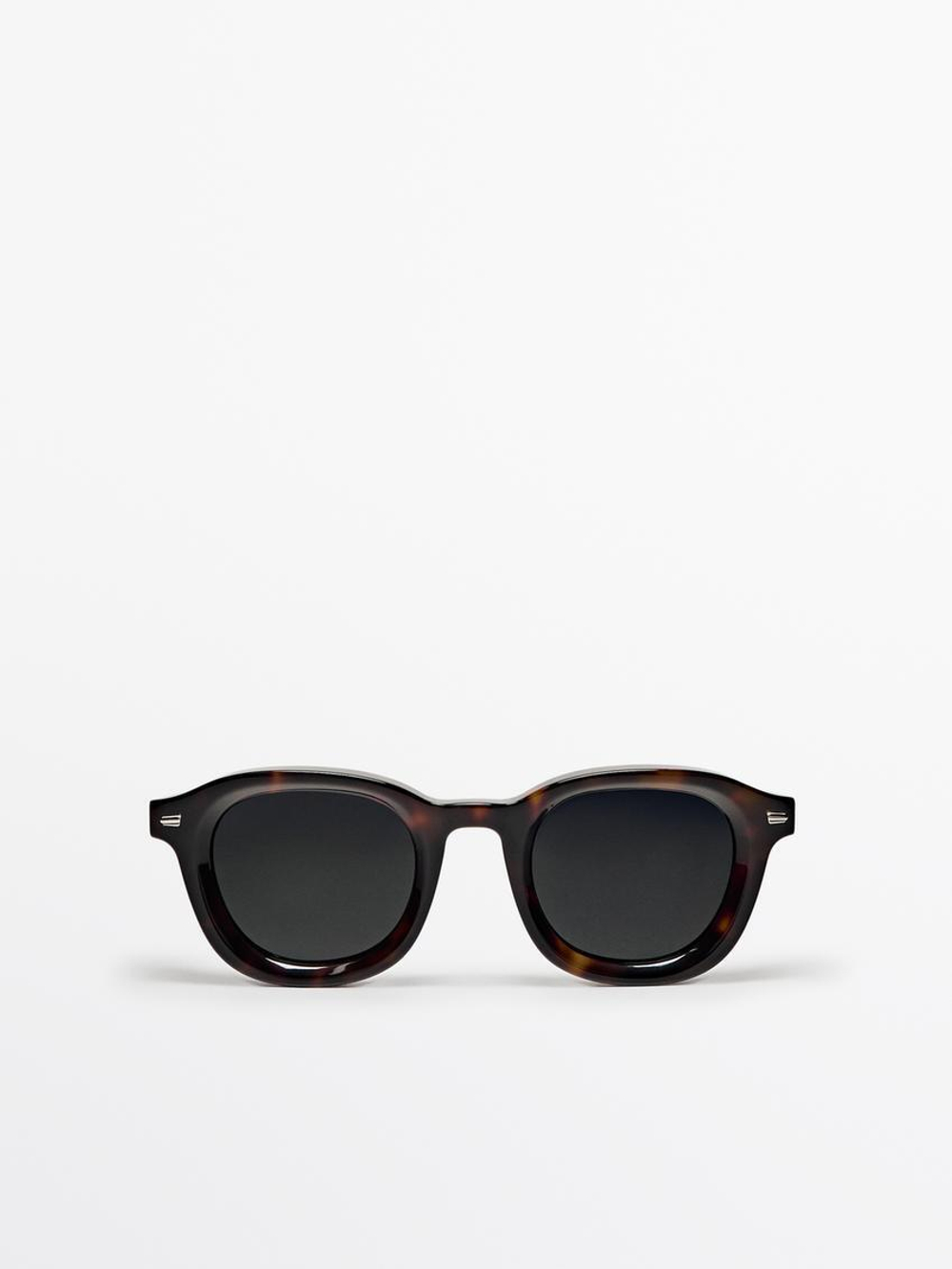 Massimo Dutti Солнцезащитные очки в круглой оправе под черепаху, коричневый