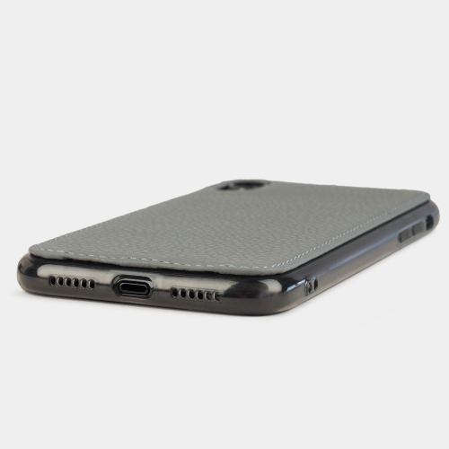 Чехол-накладка для iPhone XR из натуральной кожи теленка, стального цвета