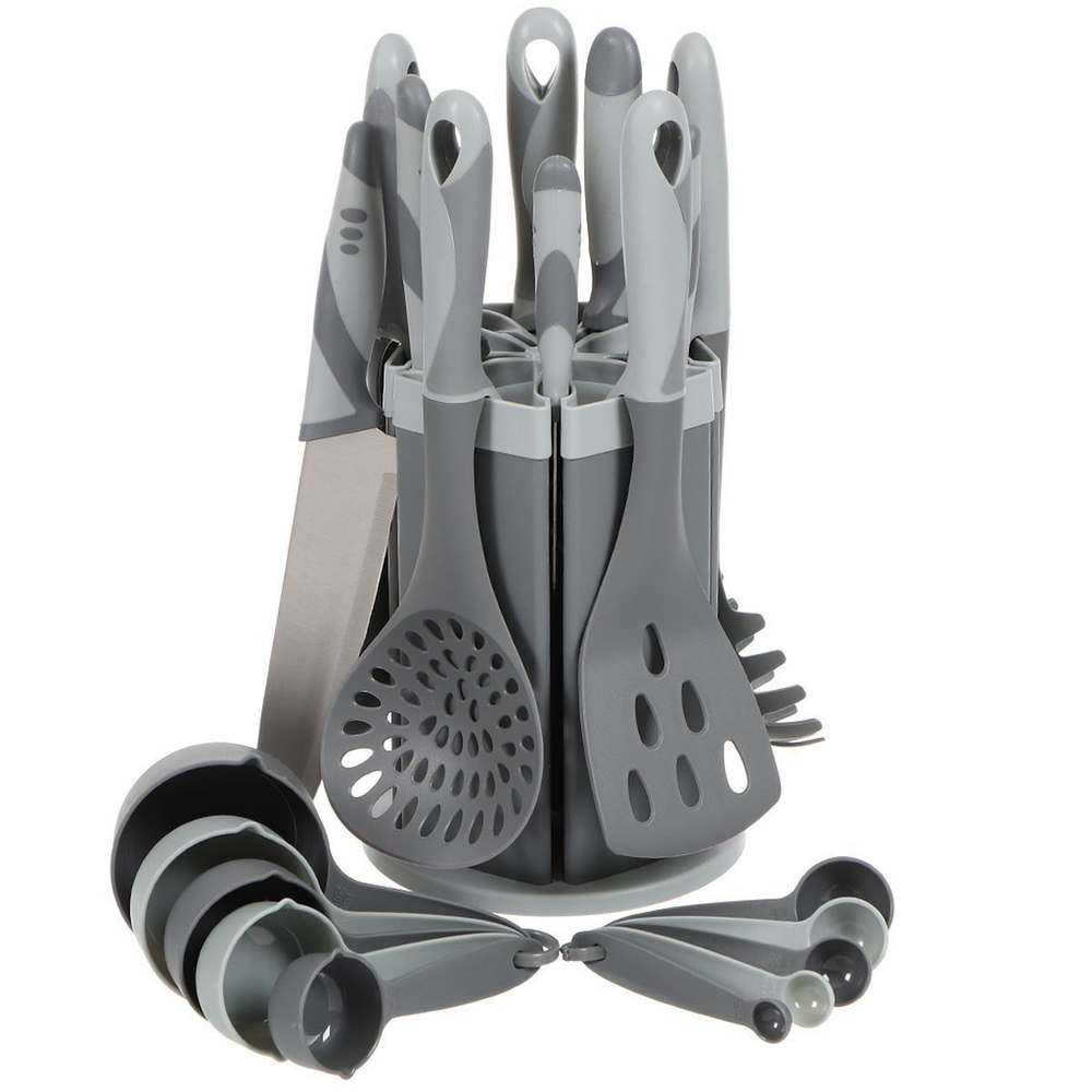 Набор кухонных принадлежностей 21 пр, нейлон, вращающаяся подставка, JA20202701